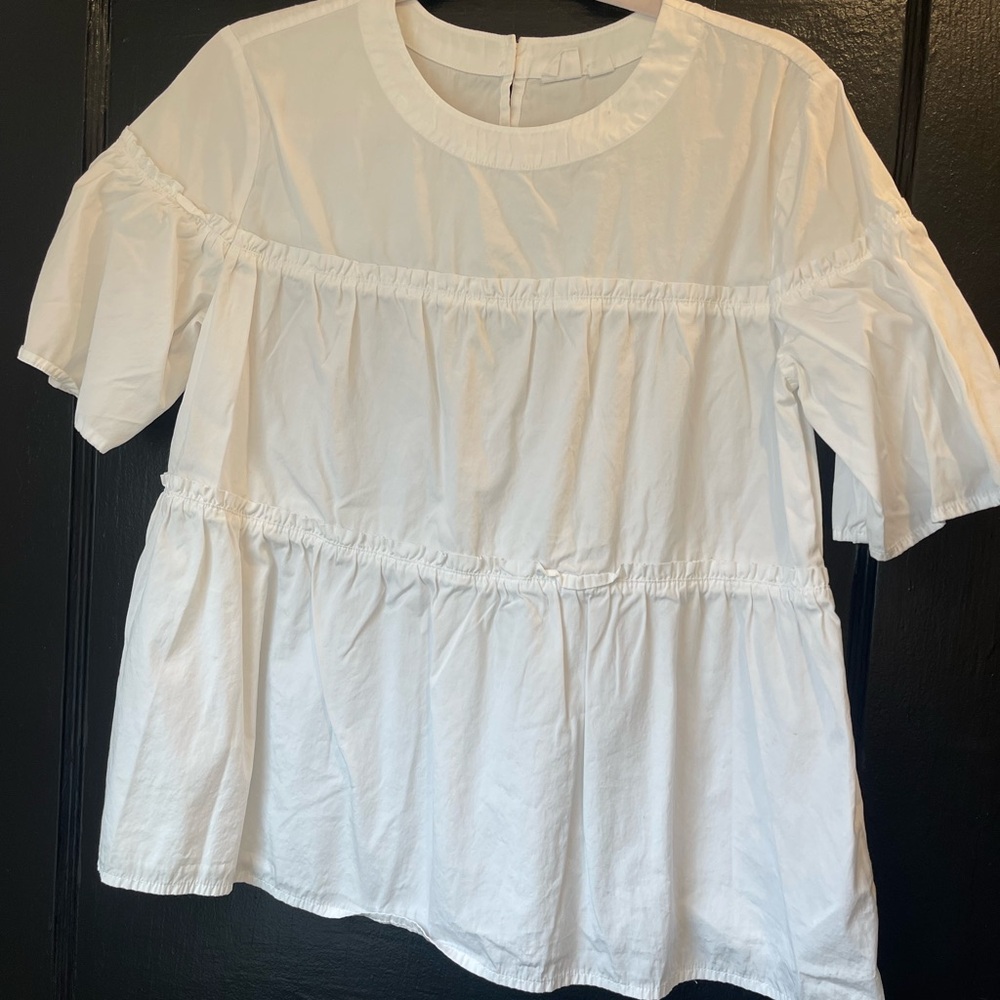 White Ruffled Women's Top